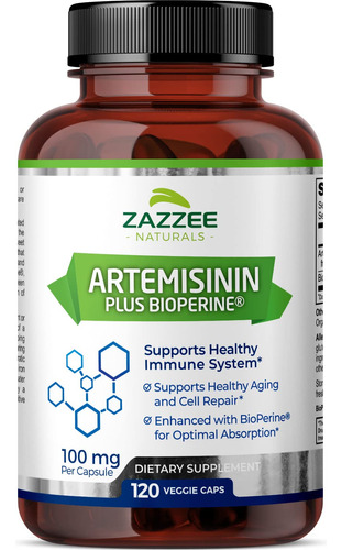 Suplemento Zazzee: Artemisinina, 100 Mg, Cápsulas, 120 Vegan
