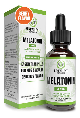 Melatonina Líquida Benevolente 3mg Para Adultos E Crianças 6