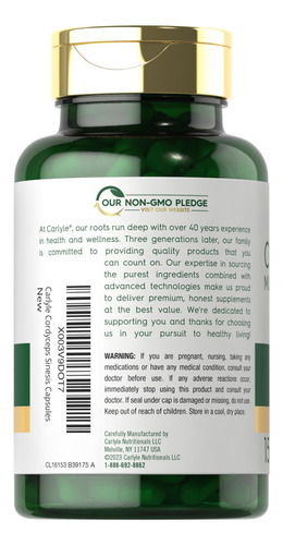 Suplemento De Extrato De Cogumelo Carlyle Cordyceps 1000 Mg - Imagem 3