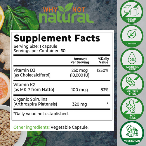 Suplemento: Por Que Não Vitamina D3 K2 Natural 10000 Ui Com - Imagem 2