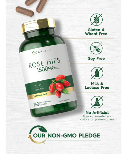 Suplemento Carlyle Rose Hips 1500 Mg 240 Cápsulas - Imagem 4