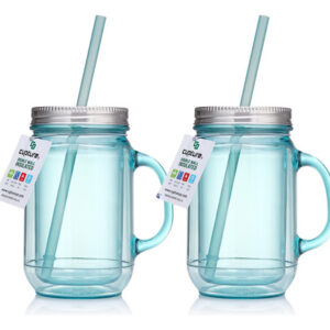 Caneca Cupture 2 Vintage Blue Mason Jar Tumbler Em Aço Inoxi