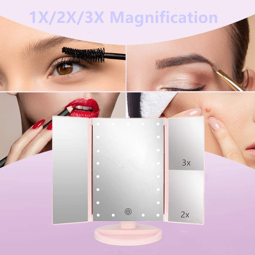 Espelho De Maquiagem Vanity Flymiro Tri-fold Lighted 3x/2x R - Imagem 2