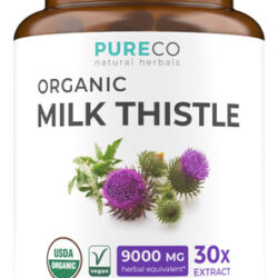 Suplemento Pure Co Organic Milk Thistle 9000mg 60 Cápsulas