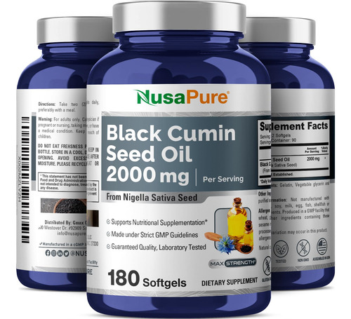 Suplemento De Óleo De Semente Preta Nusapure 2000 Mg 180 Cáp - Imagem 4