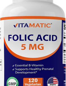 Suplemento Vitamático De Ácido Fólico 5mg (5000 Mcg) 120 Com