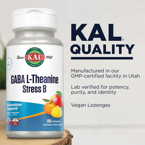 Suplemento Kal Gaba L-teanina Stress B Lozenge 100ct - Imagem 5
