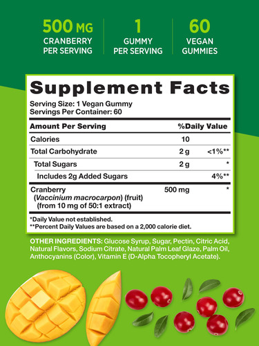 Suplemento Nature's Truth Cranberry Gummies 60 Gomas Veganas - Imagem 2