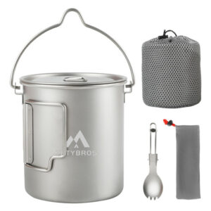 Caneca Camping Thtybros Titânio 750ml C/ Garfo Titânio