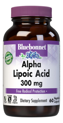 Suplemento De Ácido Alfa Lipóico Bluebonnet 300 Mg 60 Cápsul