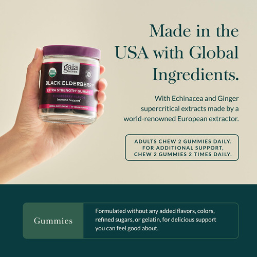Suplemento Gaia Herbs Black Elderberry Gummies 40 Unidades - Imagem 4
