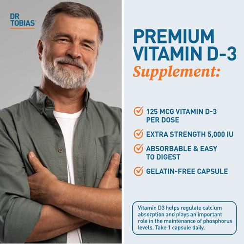 Suplemento Dr. Tobias Vitamina D-3 5.000 Ui Imune, Osso 90c - Imagem 4