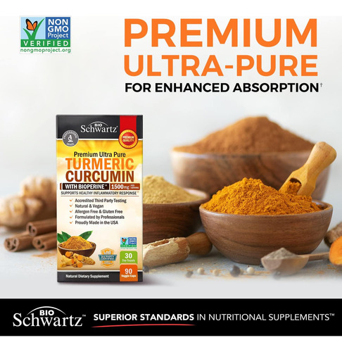 Suplemento Bioschwartz Curcuma Curcumina 1500 Mg Com Bioperi - Imagem 2