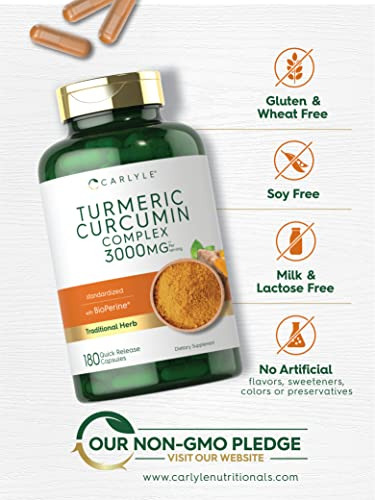 Suplemento Carlyle Curmeric Curcumin 3000 Mg 180 Cápsulas - Imagem 4