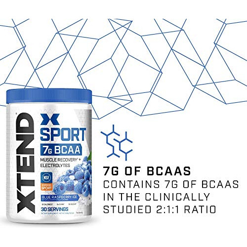 Xtend Sport Bcaa Powder Blue Raspberry Ice Pó Eletrolítico - Imagem 2