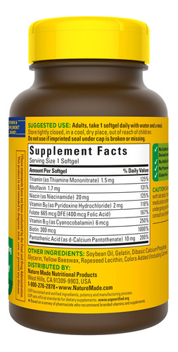Suplemento Dietético Nature Made Super B Energy Complex 160 - Imagem 8