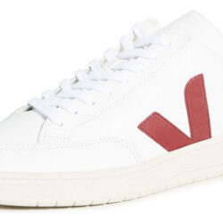 Tênis Veja V-12 Masculinos De Couro Branco Extra Marsala Nau