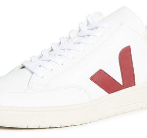 Tênis Veja V-12 Masculinos De Couro Branco Extra Marsala Nau
