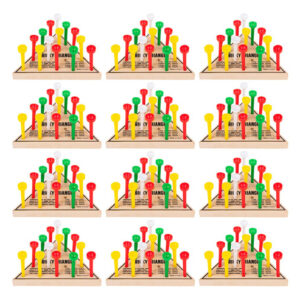Pacote Com 12 Jogos De Tabuleiro Wooden Triangle Peg Natural