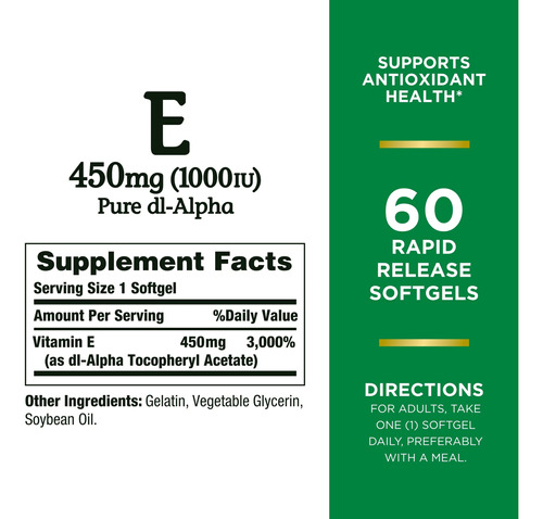 Suplemento Nature's Bounty Vitamina E 1000 Ui De Cápsulas Ge - Imagem 2