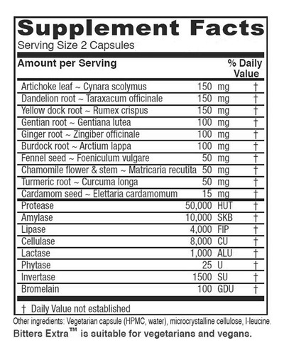 Suplemento Vitanica Bitters Extra Digestion Support 90 Cápsu - Imagem 2