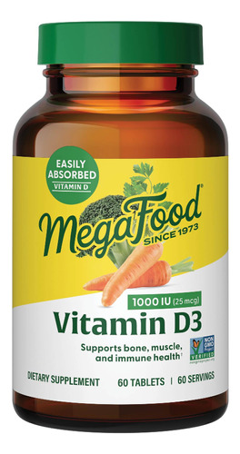 Suplemento Megafood De Vitamina D3 1000 Ui (25 Mcg) 60 Compr