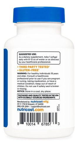 Suplemento Nutricost Coq10 Softgels 100mg 120 Porções - Imagem 5