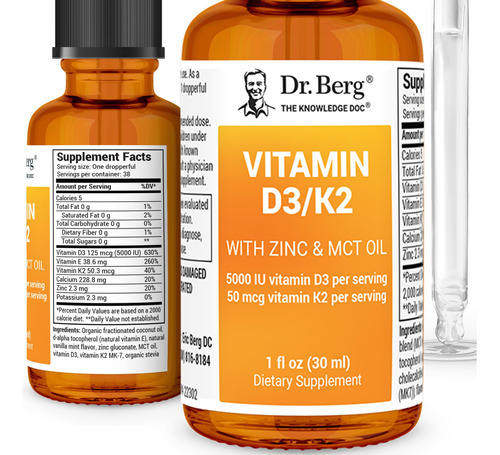 Suplemento De Vitamina D3 K2 Do Dr. Berg Com Óleo De Zinco E