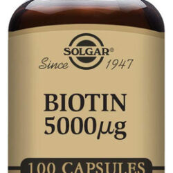 Solgar Biotin 5000 Mcg 100 Cápsulas Vegetais Promovem A Saúd