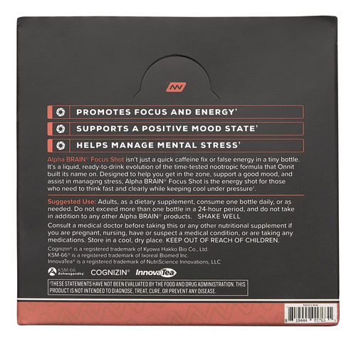 Suplemento Energy Shot Onnit Alpha Brain Focus Sabor Peach - Imagem 7