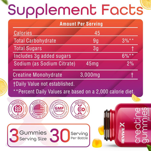 Suplemento Revive X Glute Gummies Creatina 3g Para Mulheres - Imagem 5