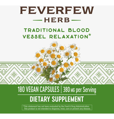 Suplemento Nature's Way Feverfew Herb 380 Mg 180 Cápsulas Ve - Imagem 2