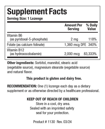 Suplemento Biotics Research B12: Pastilhas, Vitamina B6 E B1 - Imagem 2
