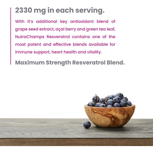 Suplemento Nutrachamps Resveratrol 1400mg Vegan 60 Cápsulas - Imagem 6
