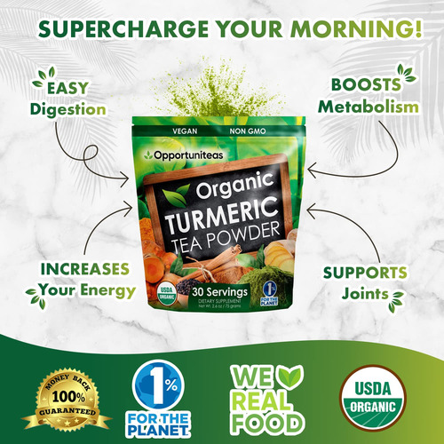 Chá Em Pó Opportuniteas Chá Verde Matcha De Açafrão Orgânico - Imagem 4