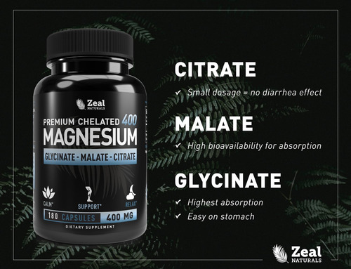 Suplemento Zeal Naturals Magnésio Quelatado 400 Mg 180 Cápsu - Imagem 6