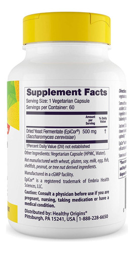 Suplemento Healthy Origins Epicor Immune Balancer 500 Mg 60 - Imagem 2