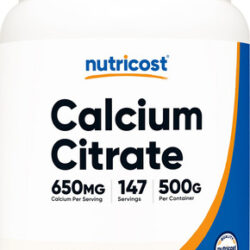 Citrato De Cálcio Em Pó Nutricost 500g Sem Sabor Sem Glúten