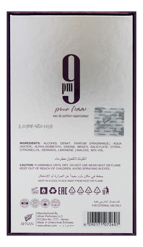 Perfume Afnan 9 Pm Eau De Parfum Para Mulheres, 100ml - Imagem 7