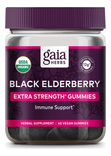 Suplemento Gaia Herbs Black Elderberry Gummies 40 Unidades