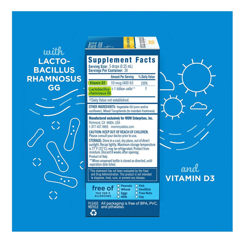 Suplemento Mommy's Bliss Probiótico Drops + Vitamina D 10 Ml - Imagem 2