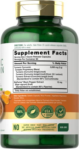 Suplemento Carlyle Curmeric Curcumin 3000 Mg 180 Cápsulas - Imagem 2