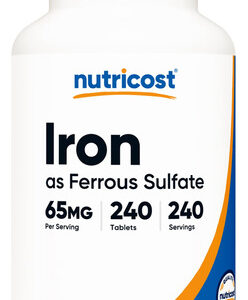 Suplemento Nutricost Sulfato Ferroso De Ferro 65mg 240 Compr