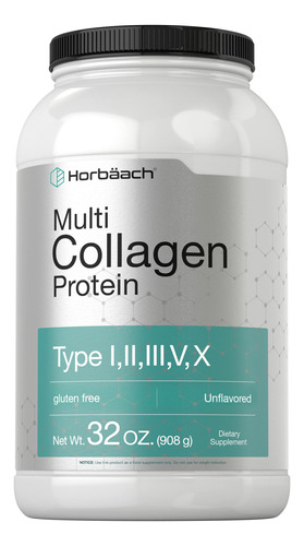 Proteína De Colágeno Em Pó Horbaach Multi 946ml Tipo I, Ii,