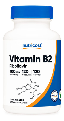 Suplemento Nutricost Vitamina B2 (riboflavina) 100mg 120 Cáp