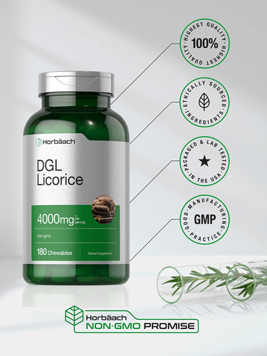 Comprimidos Mastigáveis De Alcaçuz Horbaach Dgl 4000 Mg 180 - Imagem 5