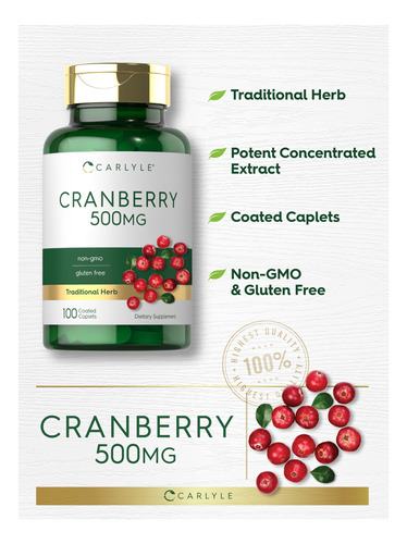 Suplemento Carlyle Cranberry Pills 500 Mg 100 Cápsulas - Imagem 4