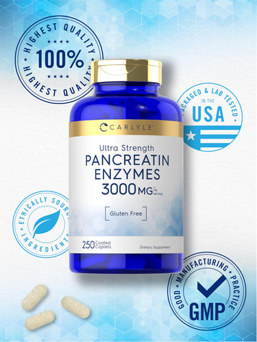 Suplemento Carlyle Pancreatin Digestive Enzymes 3000 Mg 250 - Imagem 5