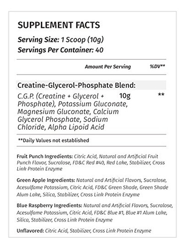 Suplemento De Nutrição Metabólica Cgp Creatine 400g Fruit Pu - Imagem 2