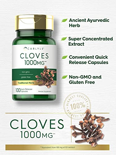 Suplemento Carlyle Cloves 1000 Mg 100 Cápsulas De Glúten Não - Imagem 3